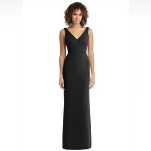 NWT Social Bridesmaids Sleeveless Tie Back Chiffon Trumpet Gown Black Size 6